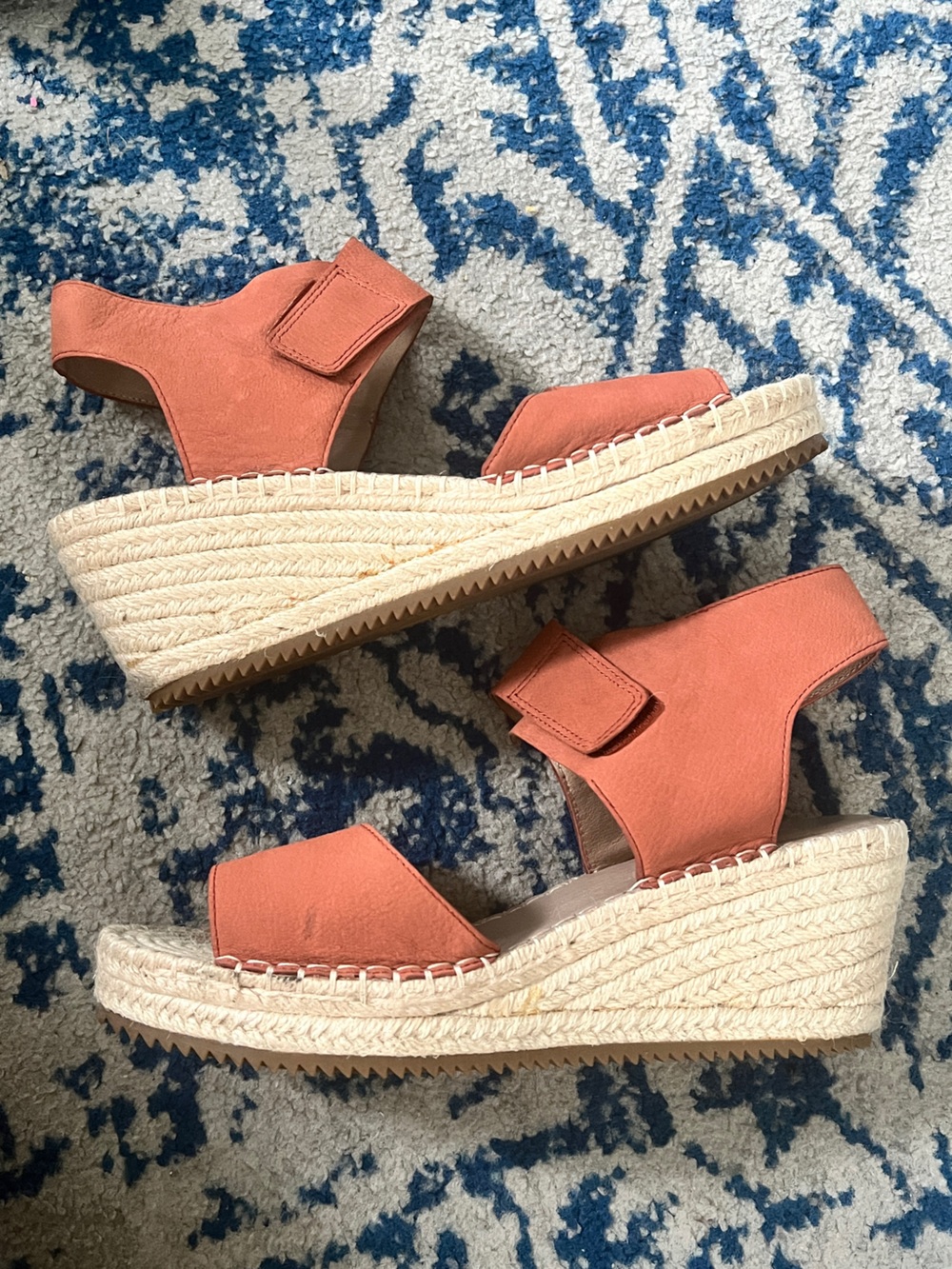 Eileen Fisher Weslia Espadrille Wedge Sandal Cider Leather Size 9 Coastal